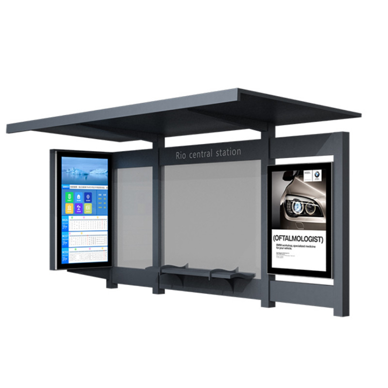 Ұнтақ жабыны бар мырышталған болат Smart Bus Shelter